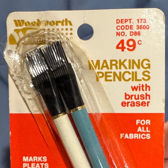Woolworth Fabric Marking Pencils with Brush Eraser - Black and Blue - Picture 3 of 14